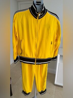 Dolce & Gabbana Yellow and Black Striped Collar tracksuit 2pc, size 38